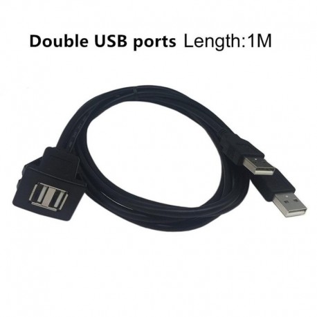 Fekete - Új USB2.0 süllyesztett kábel 1M / 2M dupla / egy USB port hosszabbító öblítő műszerfal panel szerelhető