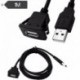 Fekete - Új USB2.0 süllyesztett kábel 1M / 2M dupla / egy USB port hosszabbító öblítő műszerfal panel szerelhető