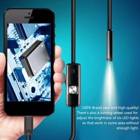1 M / 7 mm-es objektív USB-kábel Mini merev ellenőrző kamera Snake Tube vízálló endoszkóp boroszkóp 6 LED-del Android