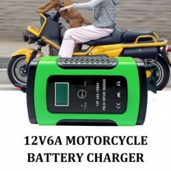 EU csatlakozó - Zöld autó akkumulátor töltő autó motorkerékpár intelligens impulzus javítás 12V 5A LCD