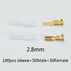 2.8MM - 200 db / 50 pár női férfi lapátos krimpelő csatlakozóhüvely huzal tekercselő csatlakozó 22-16 Awg 2-hoz 2,8 mm