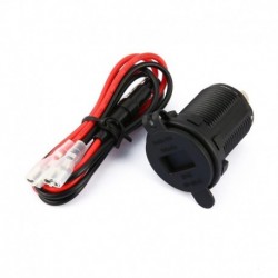 Kék - 2 az 1-ben kerek vízálló kettős USB autós töltő adapter és LED mérő panel foglalat feszültségmérő női 60