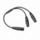 XLR 3 tűs 30 cm-es, egy férfi-kettős női audio adapter kábel a keverő mikrofon teljesítményerősítő audio kábeléhez