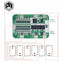 1db nagyszerű IT 6S 15A 24V NYÁK BMS védőtábla 6 csomag 18650 lítium-lítium elemcellához