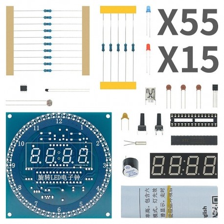 Forgó LED - DS1302 Forgó LED kijelző riasztó elektronikus óra modul DIY KIT LED hőmérséklet kijelző az arduino