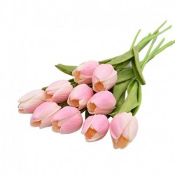 D - 10db tulipán művirág valódi érintésű műcsokor hamis virág esküvői dekorációhoz virágok otthoni garen