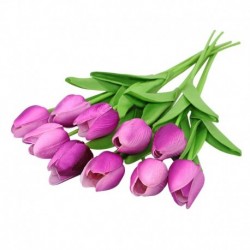 Q - 10db tulipán művirág valódi érintésű műcsokor hamis virág esküvői dekorációhoz virágok otthoni garen