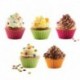 piros - 12db szilikon tortaforma kerek muffin cupcake sütőformák újrafelhasználható barkács torta díszítő eszközök
