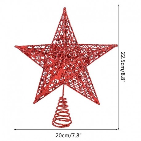 20cm piros - Arany csillogó karácsonyfa felső vascsillagos karácsonyi díszek otthoni karácsonyfa díszekhez Navidad 2021