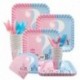 16db kanál - Gender Reveal eldobható evőeszköz készlet baba zuhany fiú vagy lány tányér szalvéta terítő