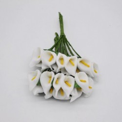 fehér - 36db Mini PE Calla Lily művirág csokor többszínű rózsa esküvői party virág dekoráció scrapbooking hamis