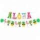 6db virágfüzér - Hawaii Aloha boldog születésnapot transzparens Flamingo hawaii trópusi party dekoráció Luau nyári