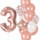 szám9 készlet - 12db-os fólia rózsaarany latex lufi boldog születésnapot party dekoráció gyerekek kislány fiú 1. éves
