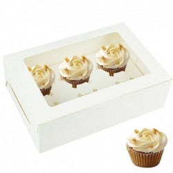 5db - 5db 6 lyukú muffin cupcake doboz ablakos süteményes cukorka desszert csomagoló dobozával esküvői születésnapi