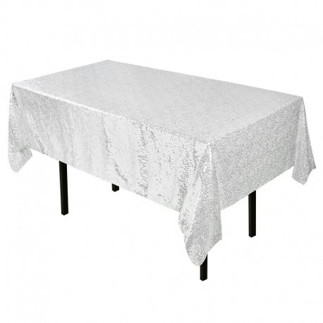 ezüst - 180x120cm-es téglalap alakú asztallap, csillogó flitteres asztali kendő rózsaarany terítő esküvői