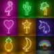 E - Flamingo Unicorn Neon Sign LED éjszakai lámpa otthoni gyerekszoba dekorációhoz Hawaii trópusi party esküvői