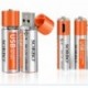 2 db AA 2 db AAA SORBO USB újratölthető akkumulátor, 1,5 V, 1200 mAh Li akkumulátor, 1 órás gyors töltés, 1000-szeres