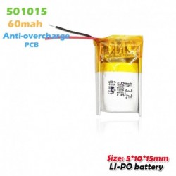 1 DB - 501015 3,7v 60mAh lítium polimer újratölthető akkumulátor MP3 MP4 DIY bluetooth fejhallgató felvevő