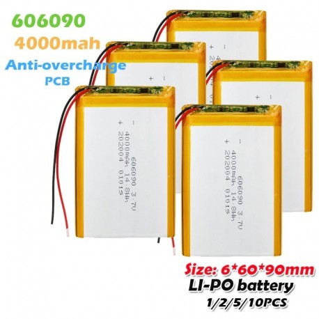 5db - 606090 3,7 V 4000 mAh újratölthető lítium polimer akkumulátorok NYÁK-val táblagép játékokhoz laptop GPS Power