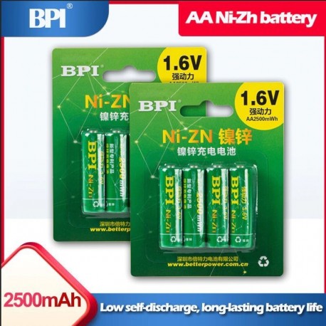8db / tétel BPI AA 2500mWh 1,6V NI-Zn NIZN újratölthető akkumulátor játékokhoz Digitális fényképezőgép fejőgép