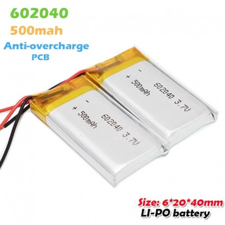 2db - 602040 3,7 V 500 mAh Li-ion lítium polimer újratölthető akkumulátor MP3 MP4 Smart Watch Bluetooth fülhallgatóhoz