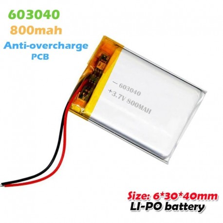 1 DB - 603040 3,7 V 800 mAh lítium polimer akkumulátor PC-vel MP3 MP4 játék GPS DIY Bluetooth hangszóró Li-Po li ion