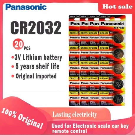 20db eredeti Panasonic cr2032 cr 2032 3V lítium akkumulátor órás számítógép távirányító kalkulátor gombelemes
