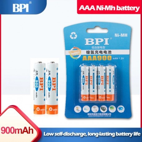 4PCS BPI 1.2V AAA 900mAh NiMh újratölthető akkumulátor játékokhoz digitális fényképezőgépek vezeték nélküli egér
