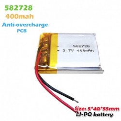 4db - 582728 3,7 V 400 mAh lítium polimer újratölthető akkumulátor MP3 MP4 GPS DVD PDA játékhoz Smart Watch bluetooth