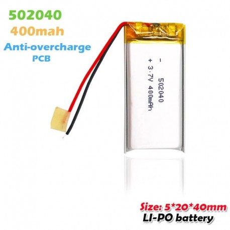 1 DB - 502040 3,7 V 400 mAh újratölthető Li-ion polimer akkumulátor MP3 MP4 játék GPS vezetési felvevő Bluetooth