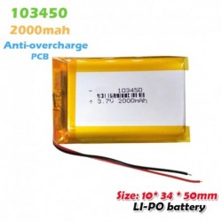 2db - 103450 3,7 V 2000 mAh lítium polimer akkumulátor 103450 MP4 MP5 GPS navigátorhoz E-book Solar Lamp kamera Li-po