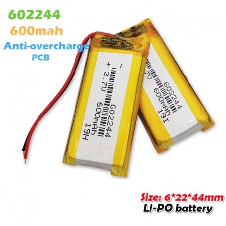 1 DB - 3.7v 600mAh 602244 újratölthető Li-polimer akkumulátor mp3 mp4 mp5 DVD MID PDA GPS Bluetooth hangszóró szelfi botok