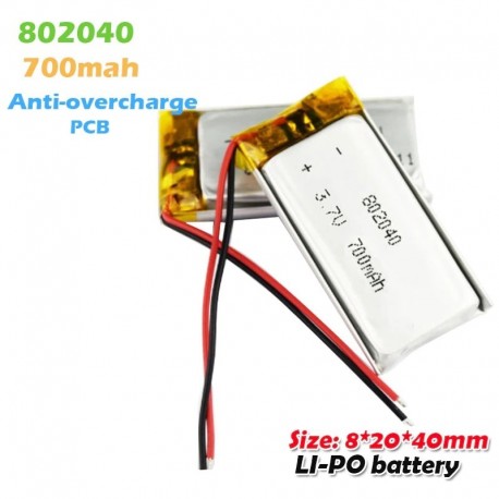 1 DB - 802040 3.7v 700MAH lítium polimer újratölthető akkumulátorok NYÁK-val MP3 MP4 GPS BT fejhallgató író toll