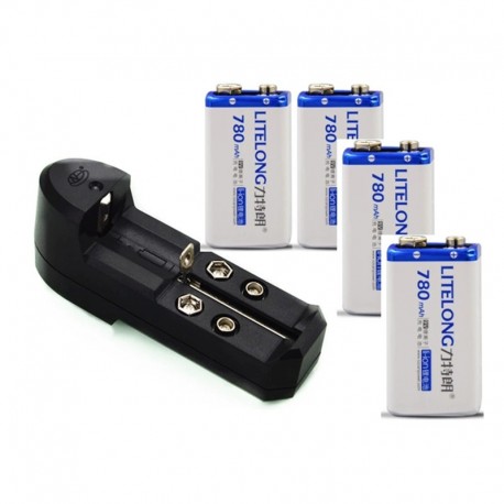 4 db szuper nagy kapacitású 780MAH Li-Ion lítium 9V újratölthető akkumulátor   univerzális 9v AA AAA 18650 14500 CR123A