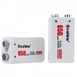 2 darabos Soshine 9V újratölthető akkumulátor 650mAh 9v védett li-ion akkumulátor akkumulátor dobozával