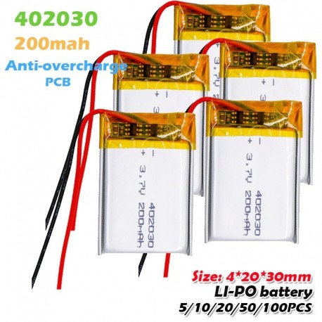 5db - 402030 3,7 V 200 mAh Lipo lítium polimer újratölthető akkumulátor GPS MP3 MP4 MP5 Bluetooth headset hangszóró