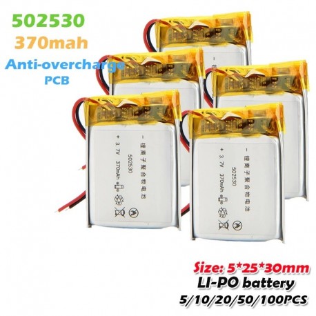 5db - 502530 3,7 V 370 mAh Li-ion lítium újratölthető akkumulátor MP3 MP4 MP5 GPS hordozható DVD fényképezőgéphez