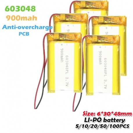 20PCS - 603048 3,7 V 900 mAh lítium-polimer Li-Po újratölthető akkumulátor MP3 MP4 MP5 PDA LED PSP könnyű drón
