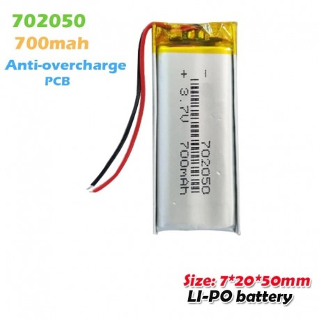 1 DB - 702050 3.7v 700mah lítium polimer újratölthető akkumulátorok MP3 MP4 MP5 játék GPS navigátor LED világítás