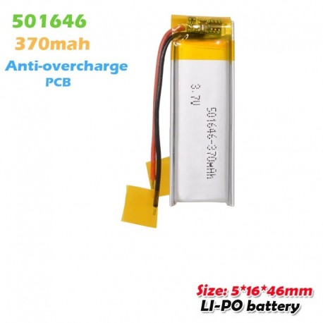 2db - 501646 3,7 V 370 mAh lítium polimer újratölthető akkumulátor MP3 Mp4 bluetooth fejhallgatókhoz Hangszóró