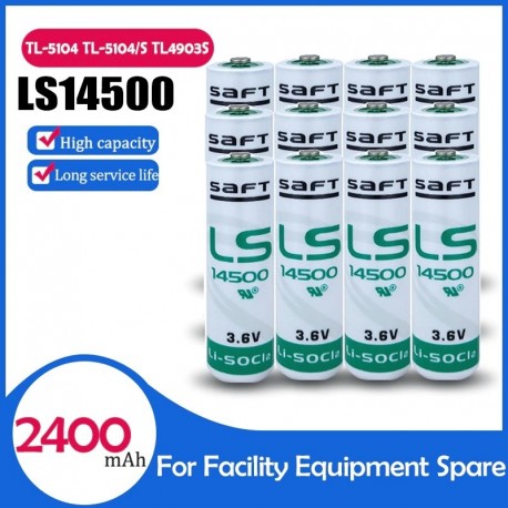 12PCS Original Saft LS14500 LS 14500 ER14505 3.6V 2400mAh AA lítium elem a PLC berendezésekhez Tartalék mérő Száraz elem