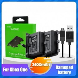 2db / készlet 2400mAh újratölthető akkumulátor csomag USB-kábellel az XBOX ONE vezérlő vezeték nélküli gamepad Joypad