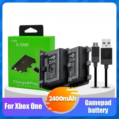 2db / készlet 2400mAh újratölthető akkumulátor csomag USB-kábellel az XBOX ONE vezérlő vezeték nélküli gamepad Joypad