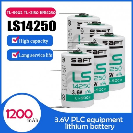 5db / tétel Eredeti SAFT LS14250 LS 14250 3,6V 1200mAh 1/2 AA 1 / 2AA lítium akkumulátor csapokkal PLC berendezésekhez CNC