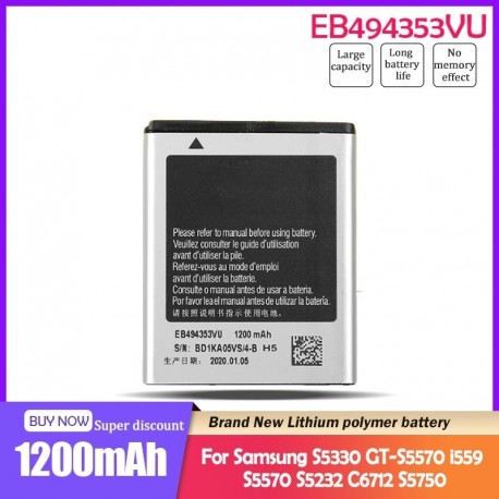 Névleges feszültség: 3,7 V - EB494353VU 1200mAh csere-akkumulátor Samsung Galaxy mini GT-i5510 S5250 S5330 S7230 GT-S5570