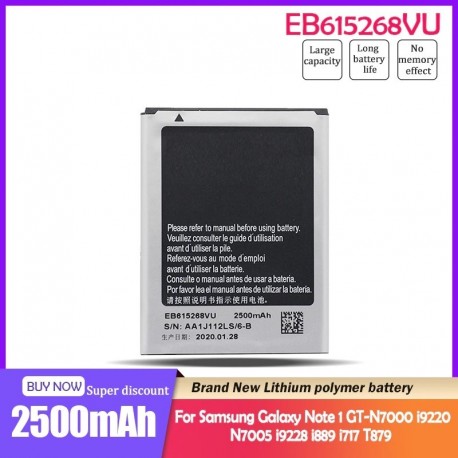 Névleges feszültség: 3,7 V - EB615268VU 2500mAh telefon akkumulátor Samsung Galaxy Note 1 GT-N7000 i9220 N7005 i9228 i889