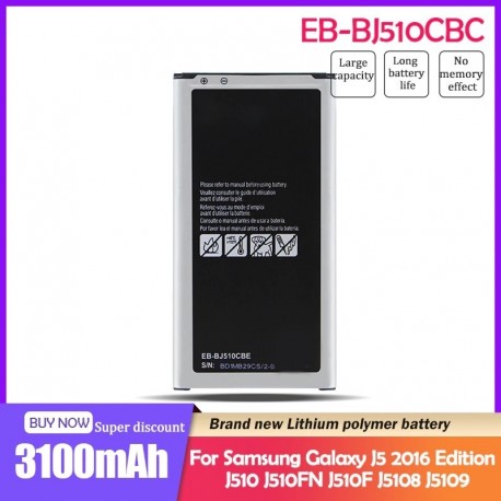 3100mAh EB-BJ510CBC EB-BJ510CBE csere telefon akkumulátor Samsung Galaxy J5 2016 Edition J510 J510FN J510F j5108 j5109