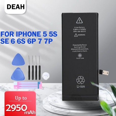 6 61010mAh-ra - Akkumulátor iPhone 5 SE 5S 6 6S 6 Plus 7 7 Plus nagy kapacitású csere lítium akkumulátor 0 Cycle Free Tools