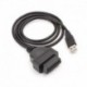 Autós OBD2 16 tűs hüvely - USB átalakító kábel 1 M a vezetési számítógép OBD USB adapterének csatlakozójához