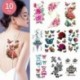 10 DB - 10db Vízálló ideiglenes tetováló matrica Virág Rózsa Flash tetoválások Body Art kar mellkas hamis ujjú